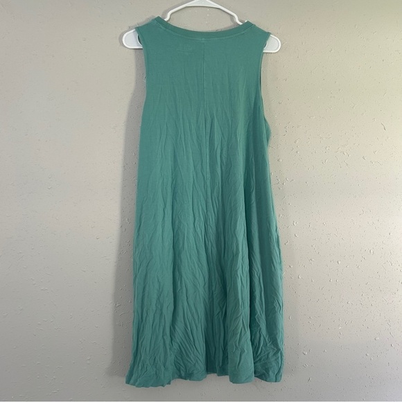 🦋 Time & Tru Green Sleeveless Shift Dress Pockets Comfy Casual Summer XL Stretch - Picture 5 of 7